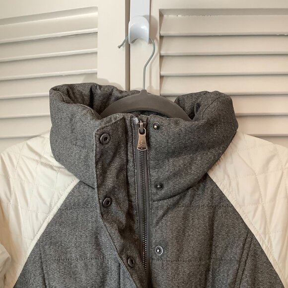 Prana women's Mixer Parka coat small quilted cream grey full zip - Picture 5 of 12